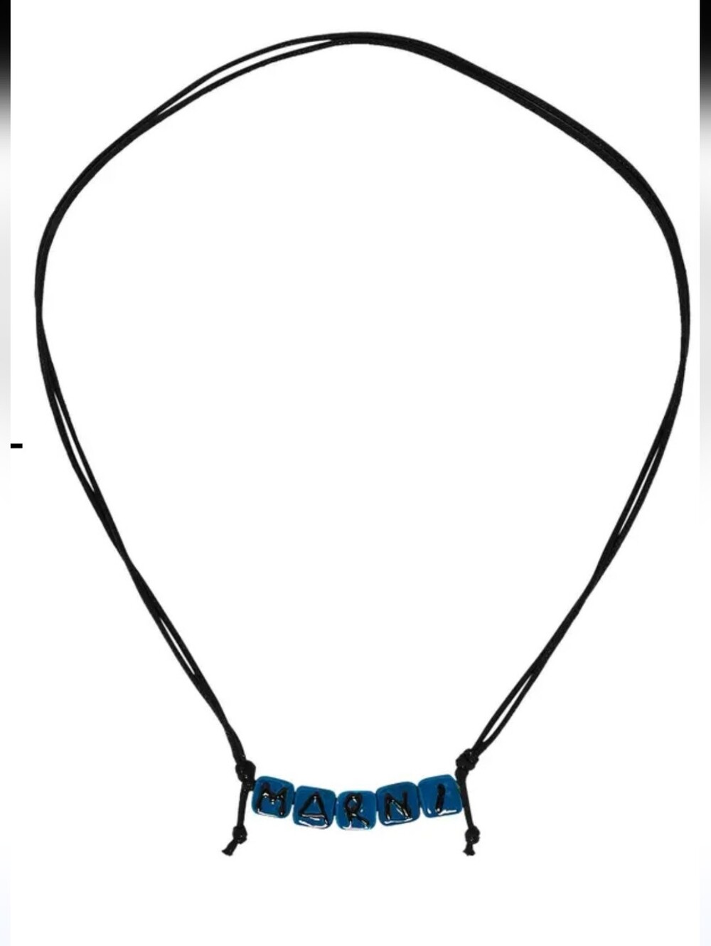 Marni Black Cord Necklace with Blue Letter Beads